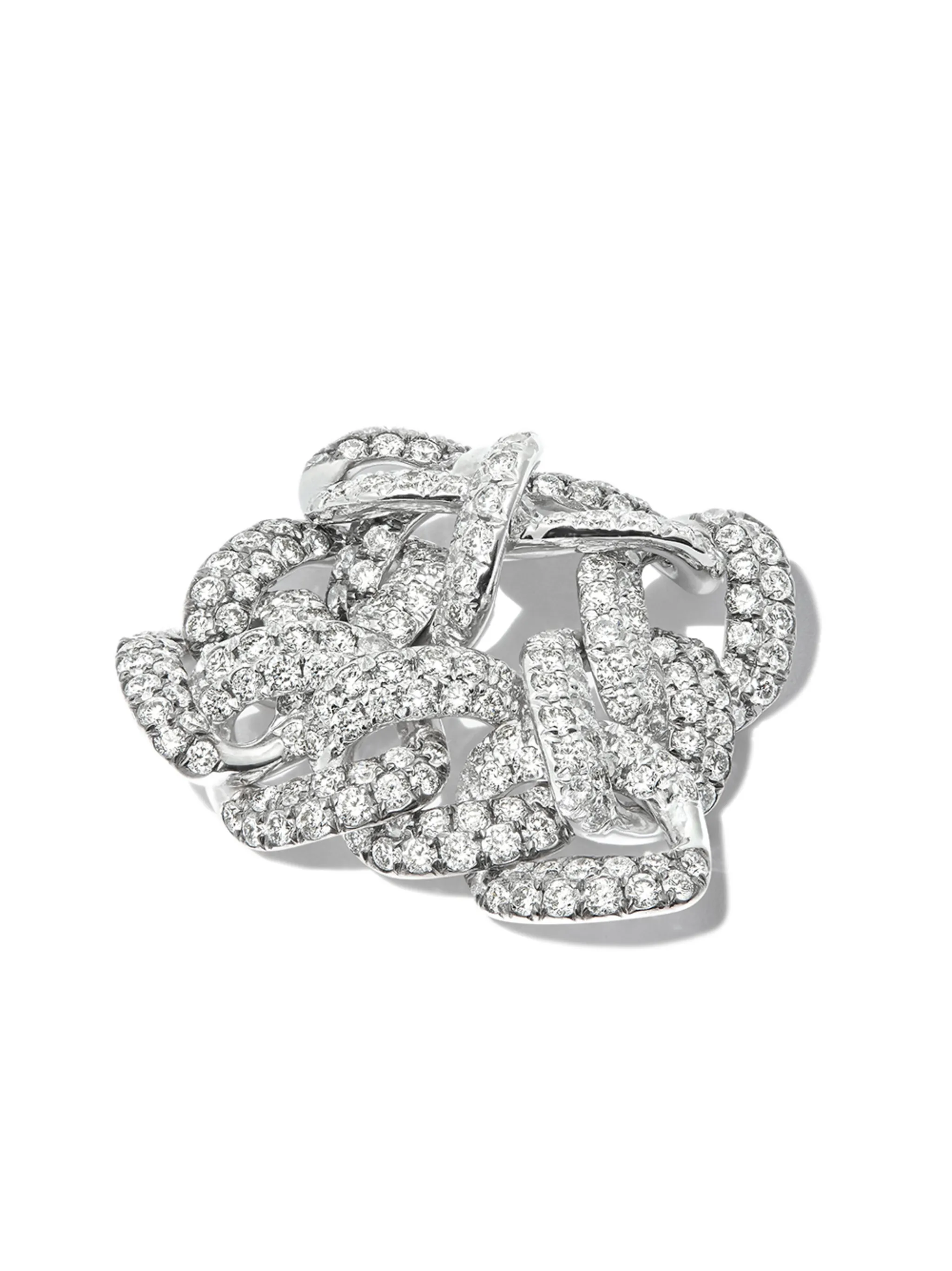 18K white gold diamond link ring