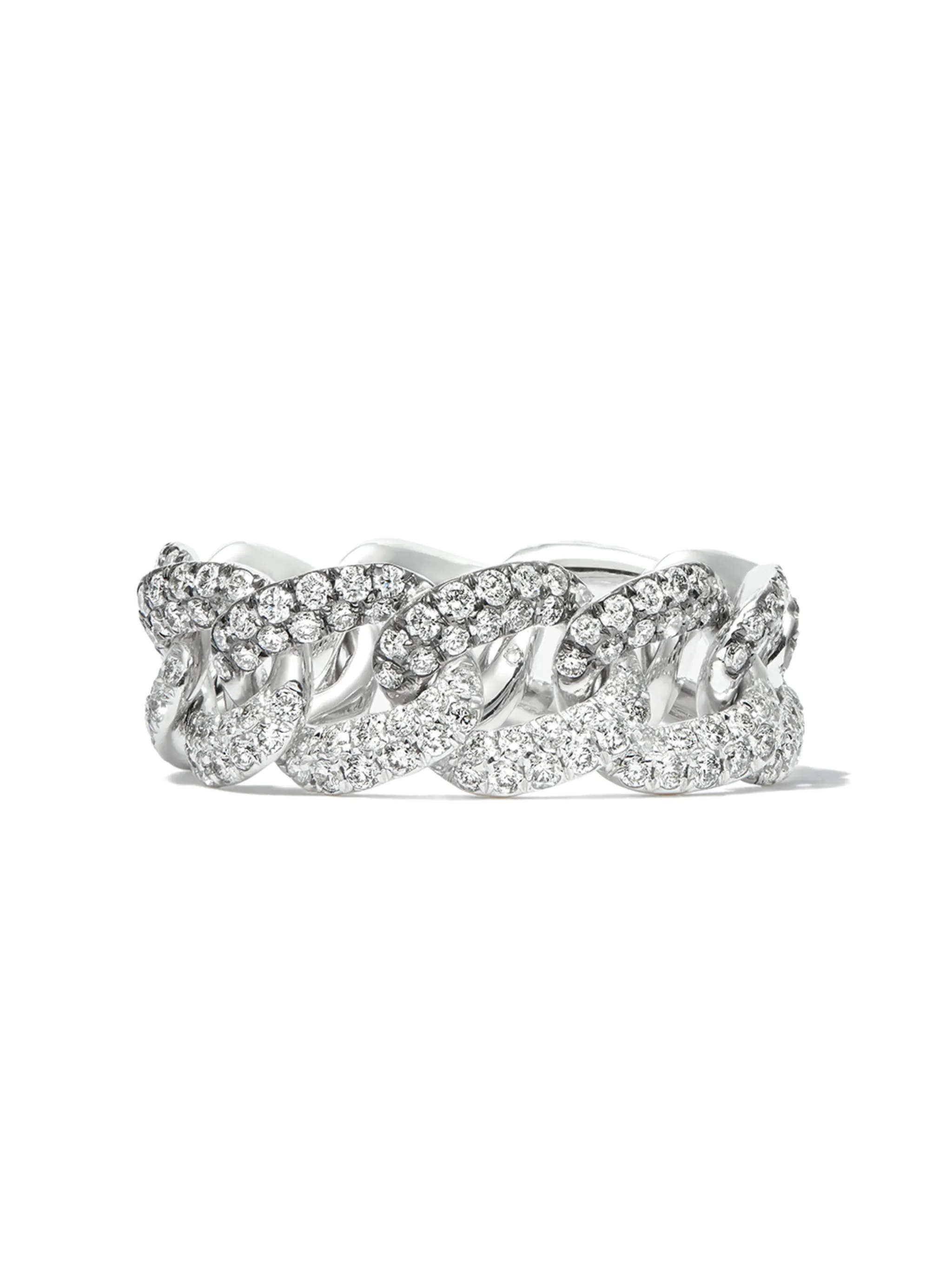 18K white gold diamond link ring