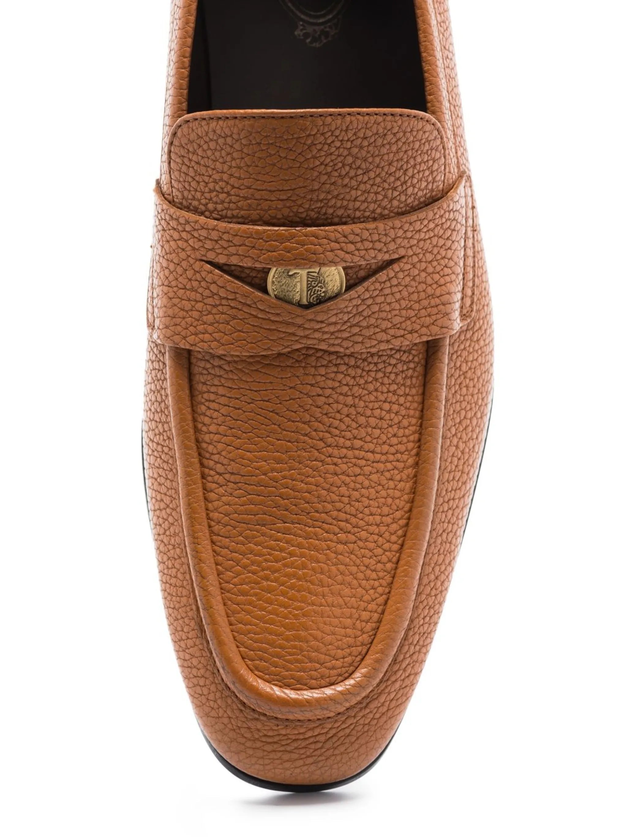 logo-patch leather loafers