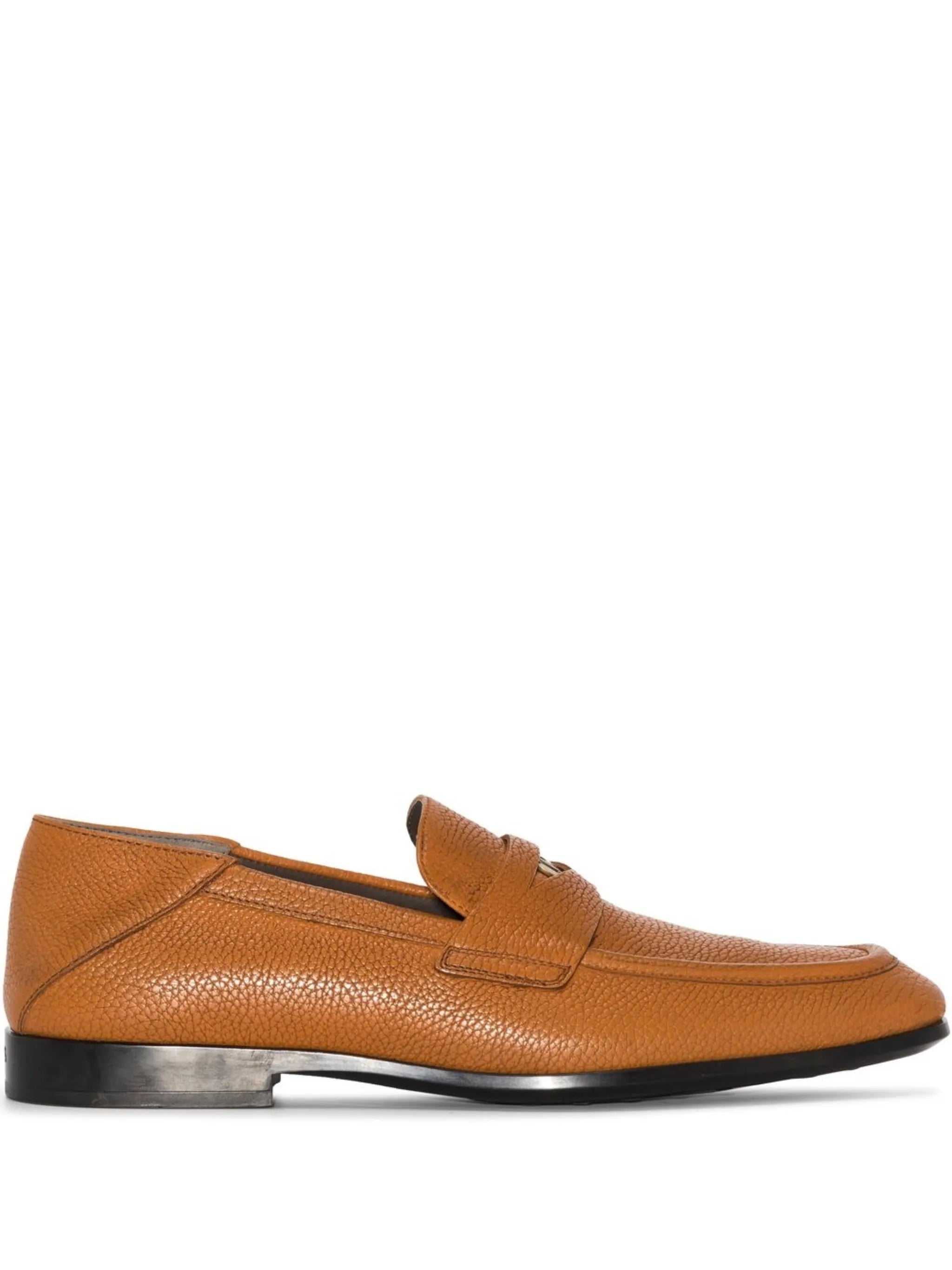 logo-patch leather loafers