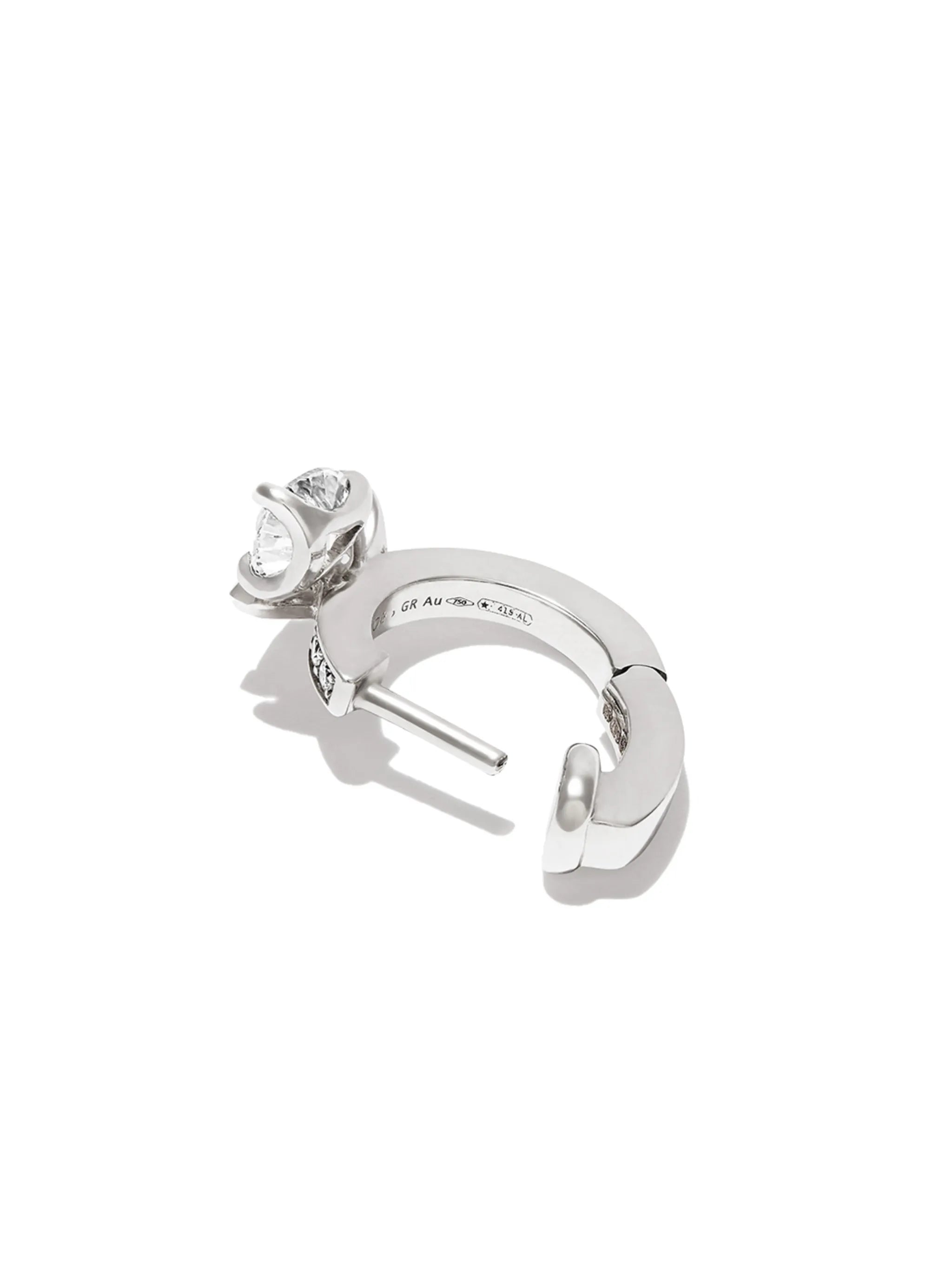 18kt white gold Serti diamond huggie earring