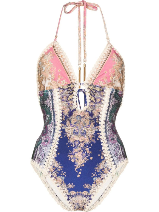 cut-out halter swimsuit