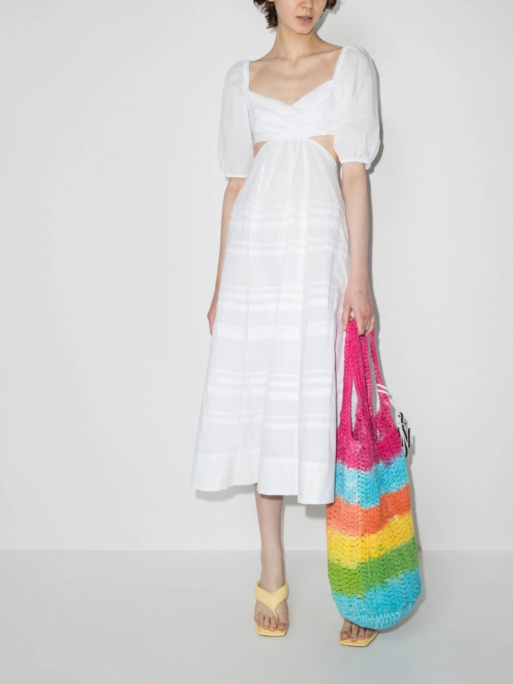 cut-out tiered midi dress