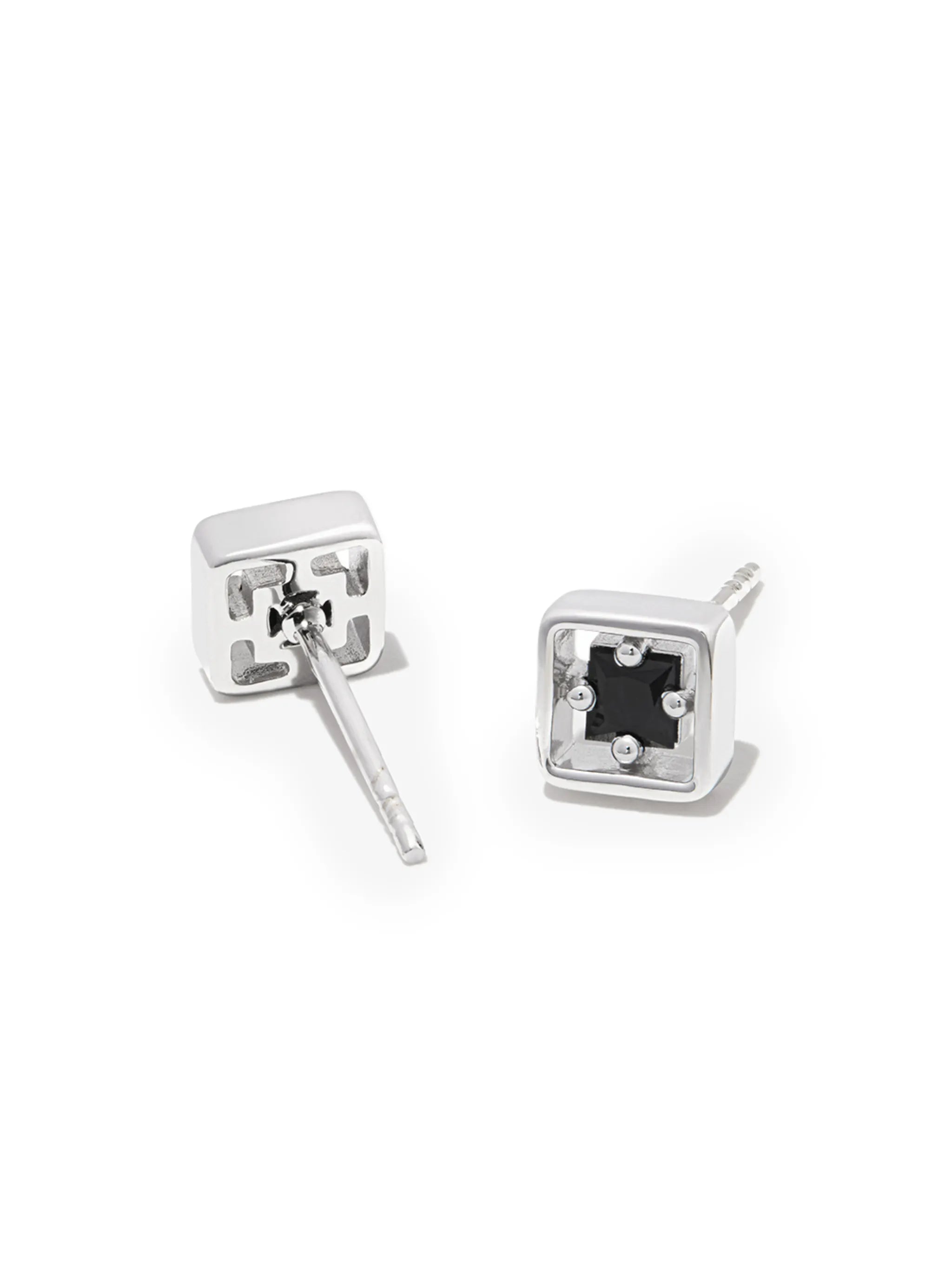 18kt white gold Inlay sapphire stud earrings