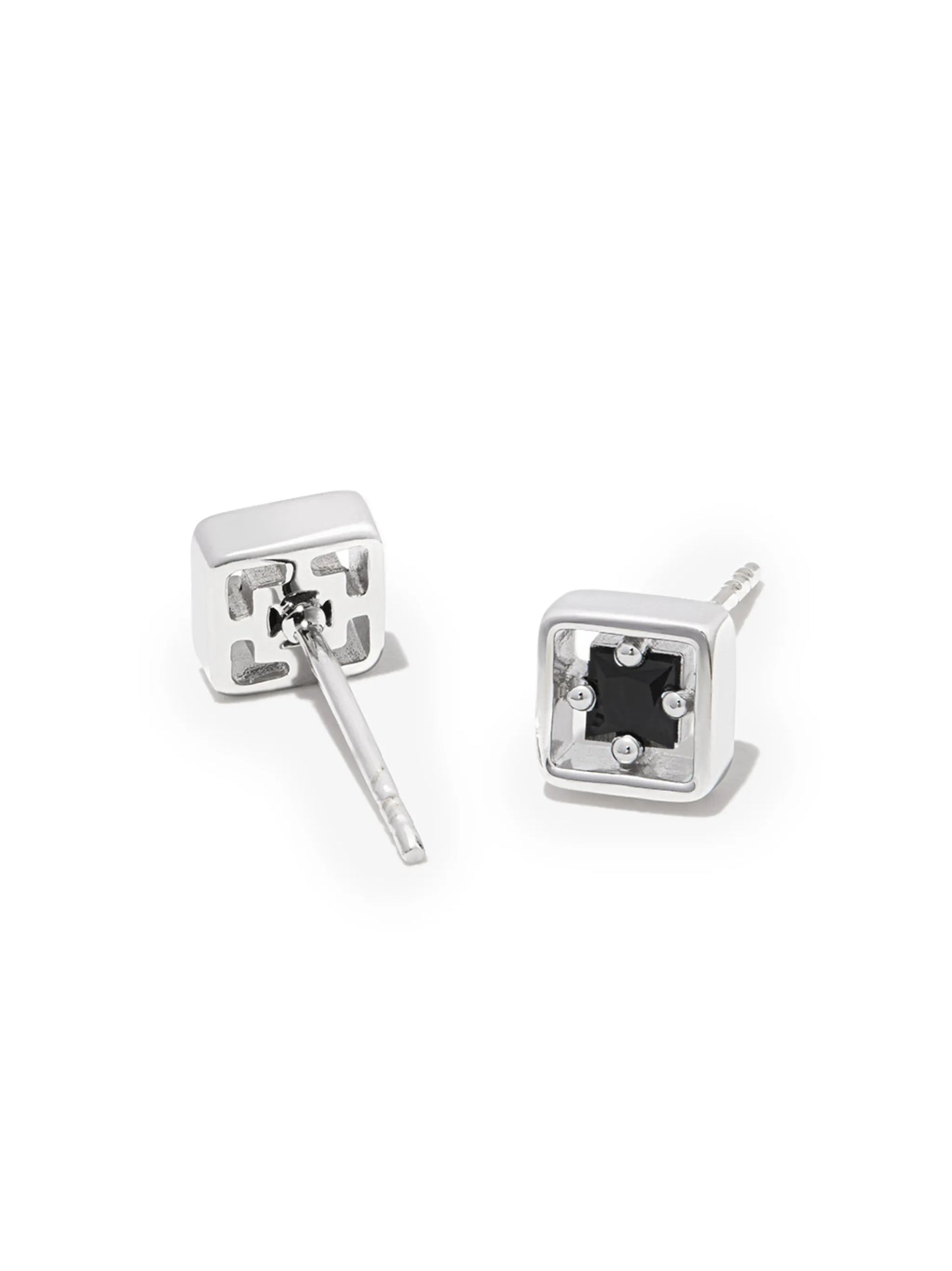 18kt white gold Inlay sapphire stud earrings