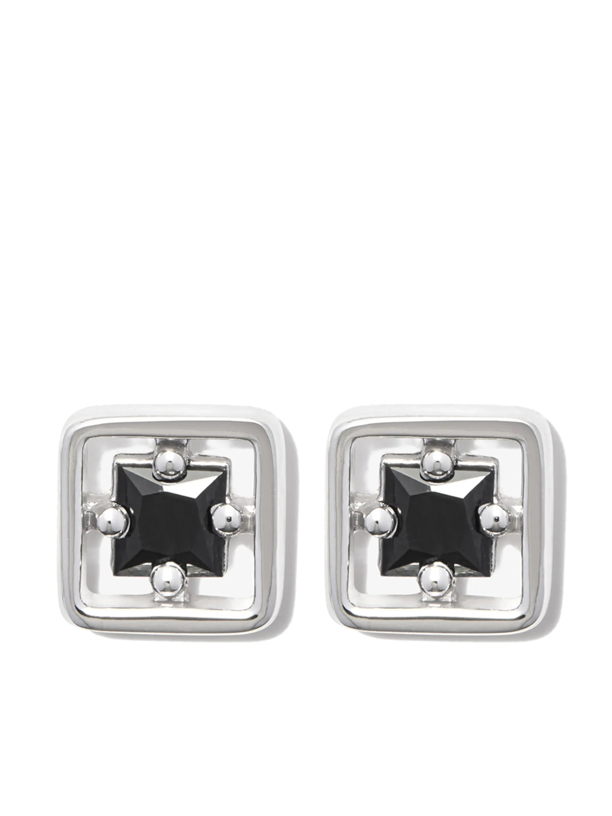 18kt white gold Inlay sapphire stud earrings