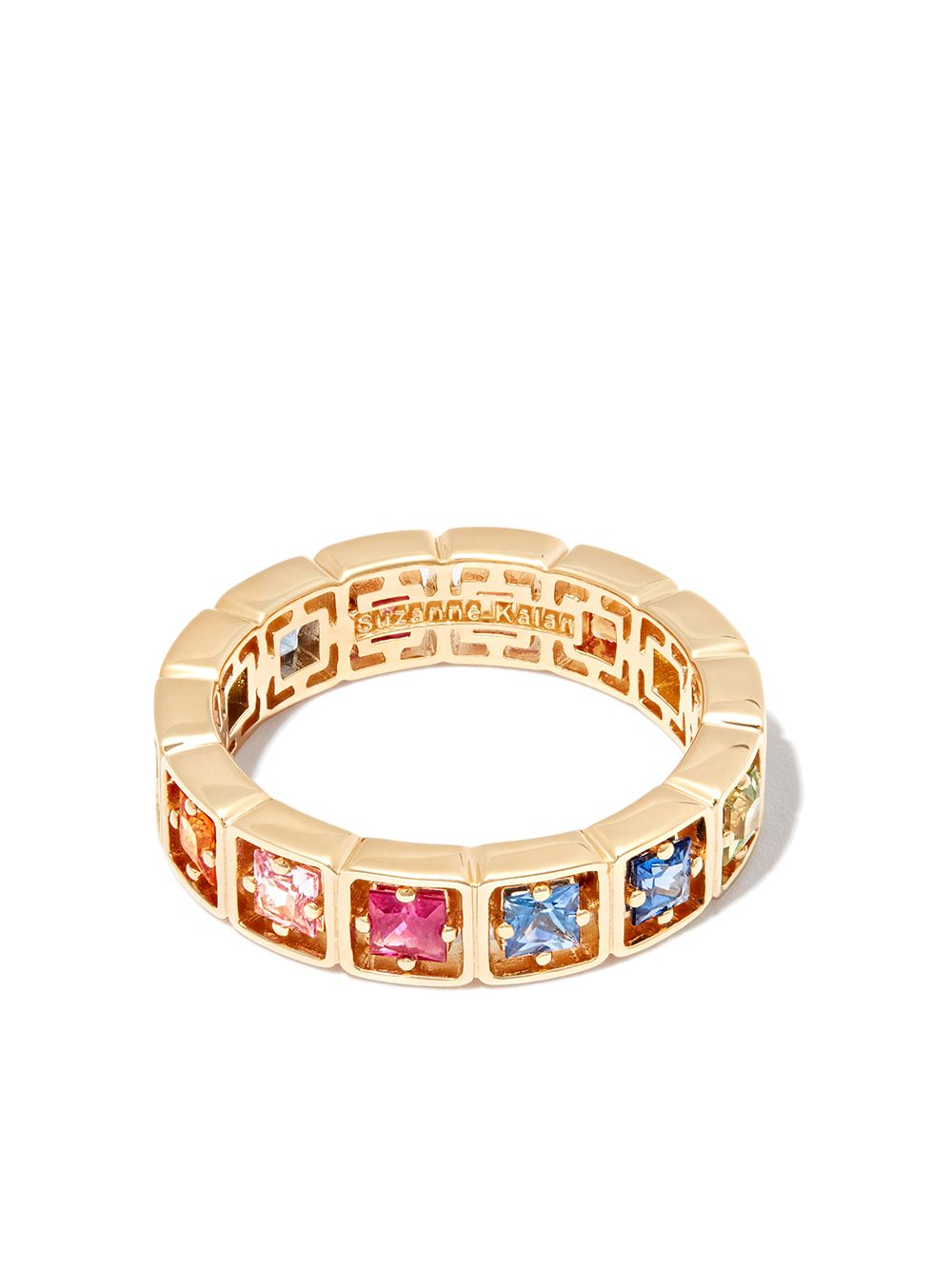 18kt yellow gold rainbow sapphire ring