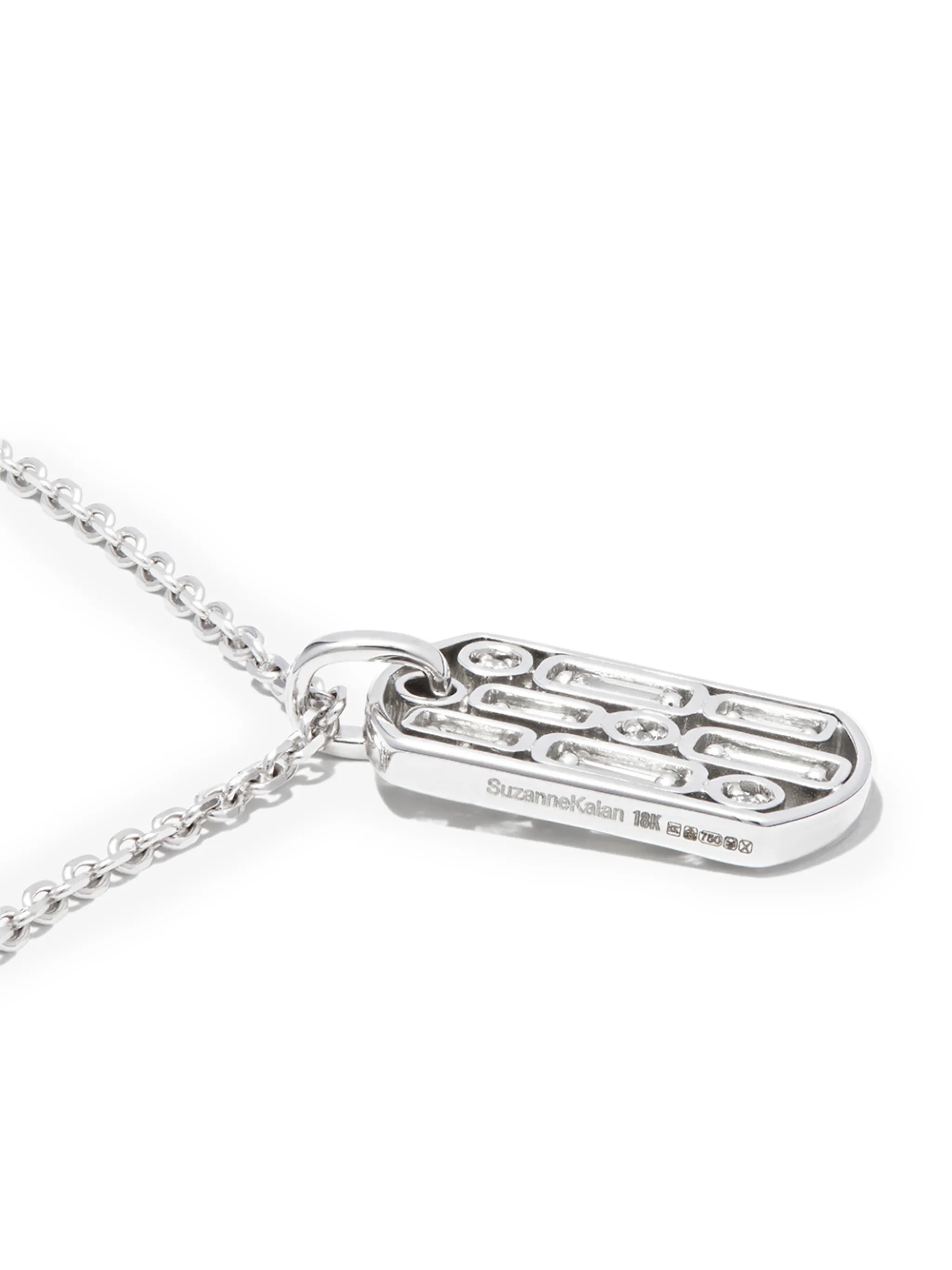 18kt white gold Inlay diamond dog tag pendant necklace