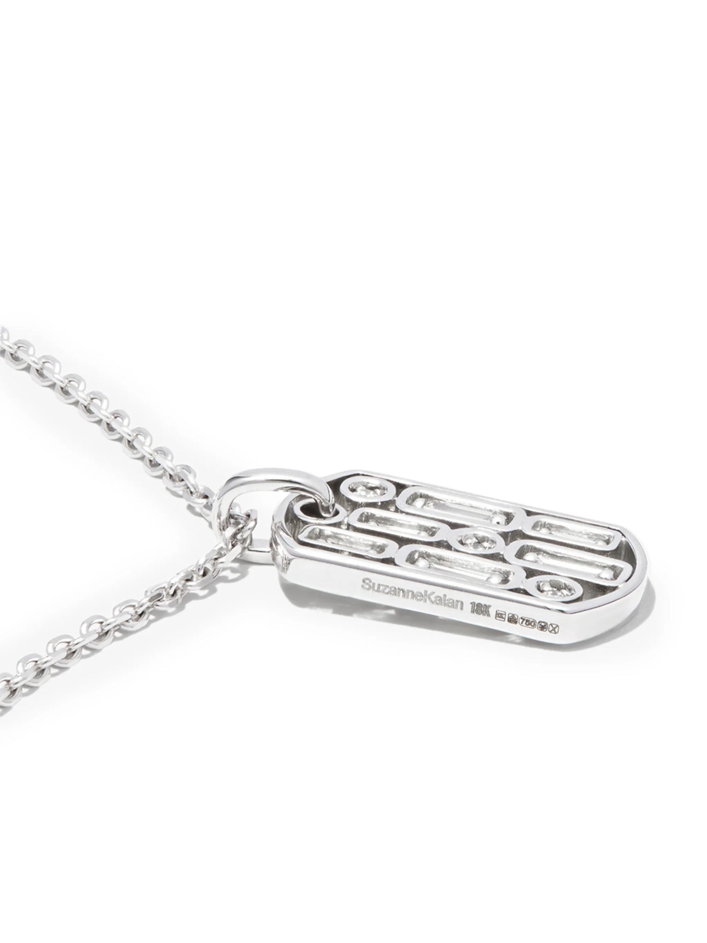 18kt white gold Inlay diamond dog tag pendant necklace