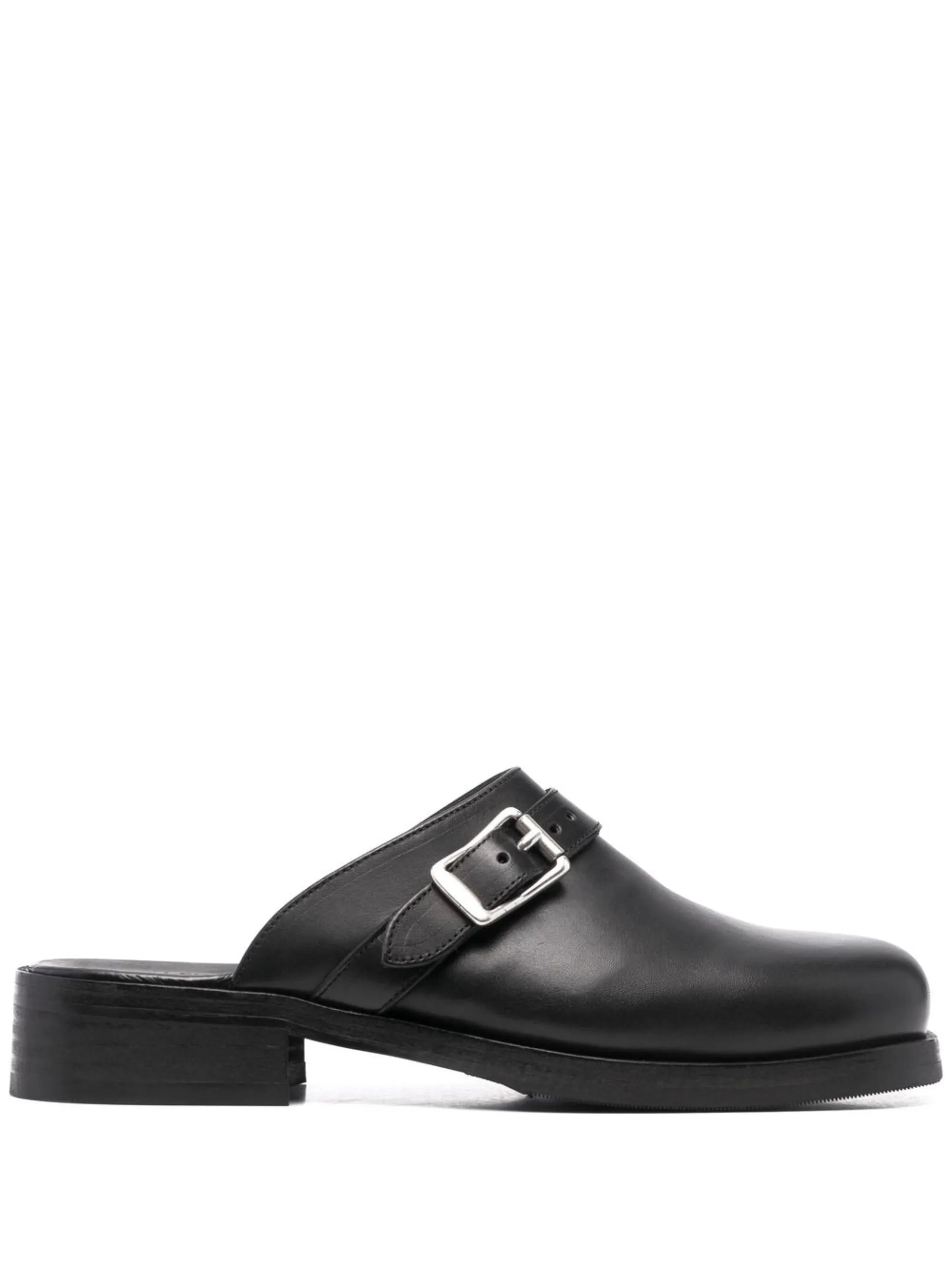 Camion buckle-fastening leather mules