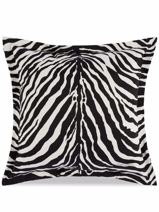 large zebra-print duchesse cotton cushion