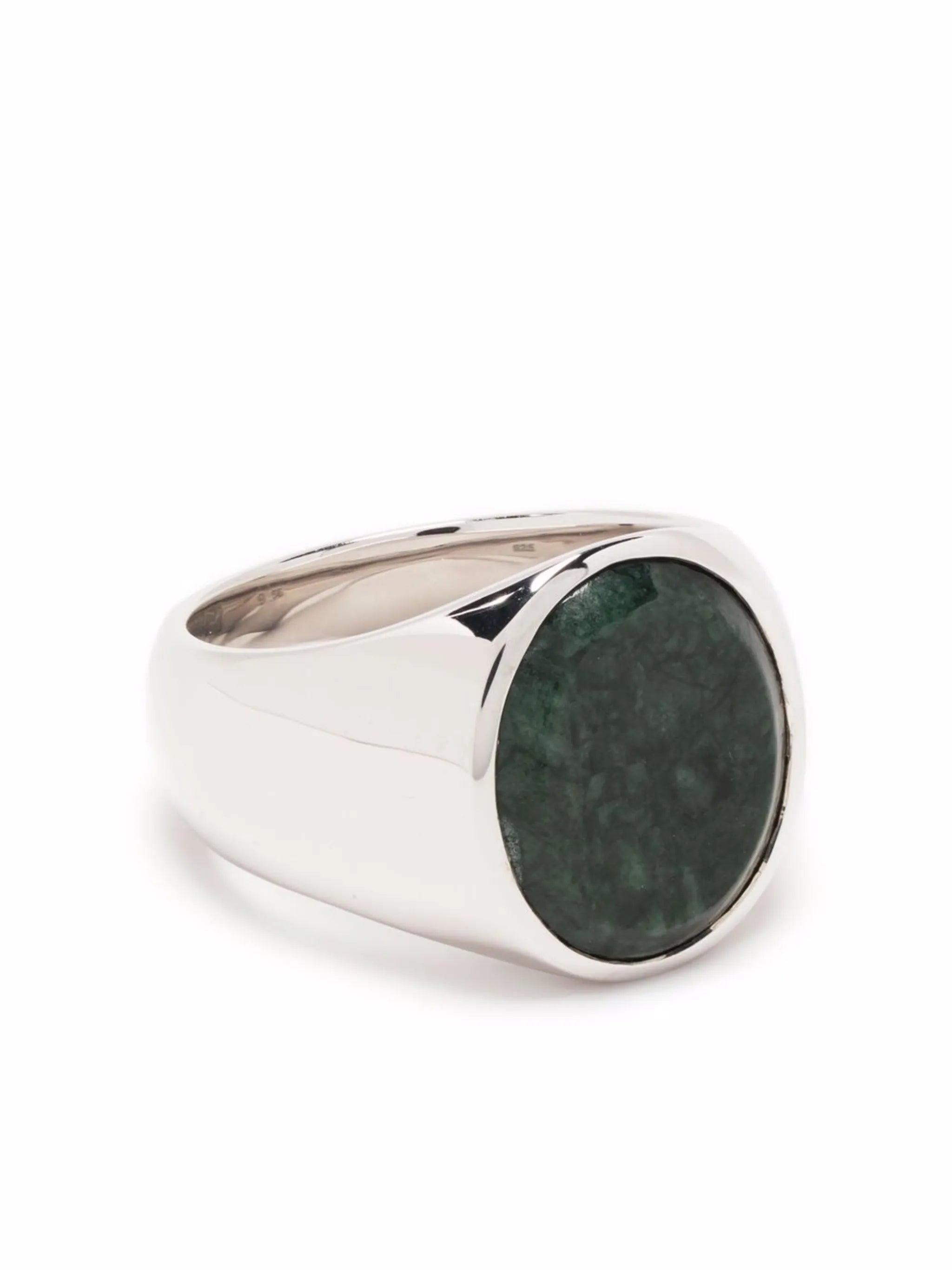 oval green marble ring