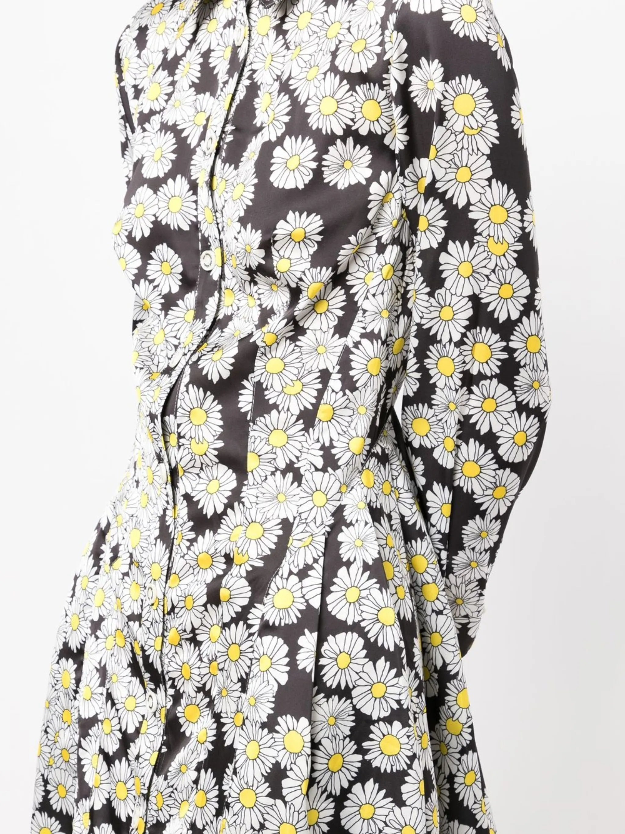 daisy-print pleated shirt dress