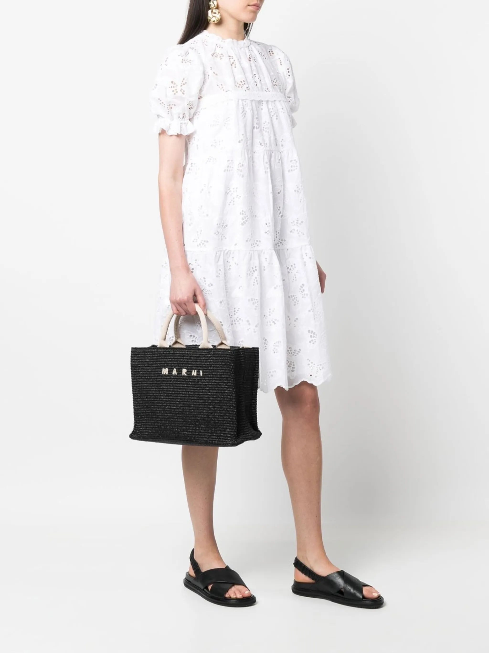 logo raffia-effect tote bag