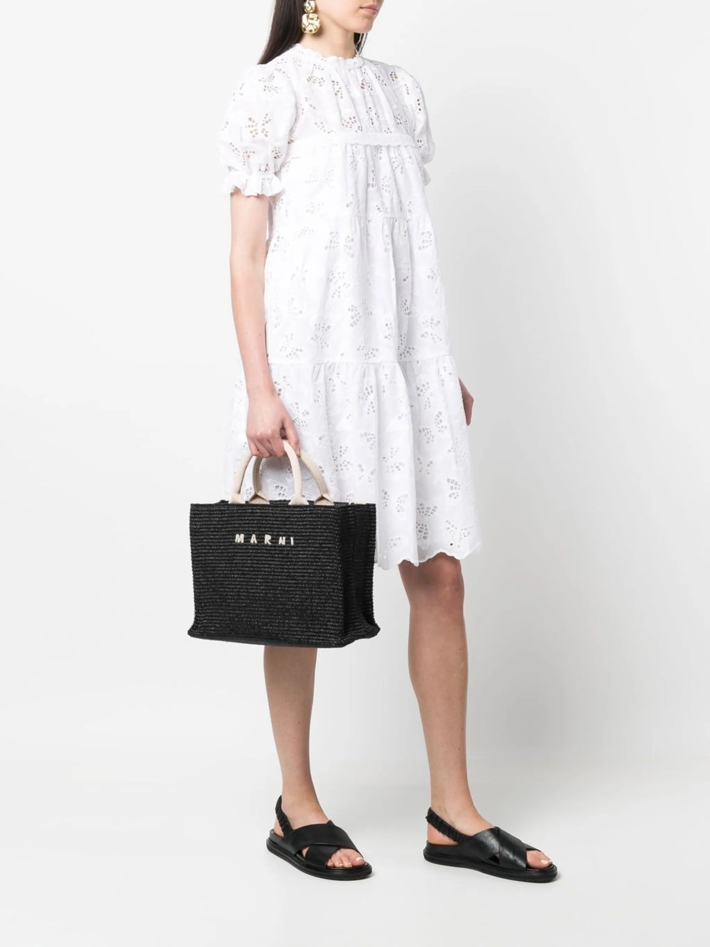 logo raffia-effect tote bag