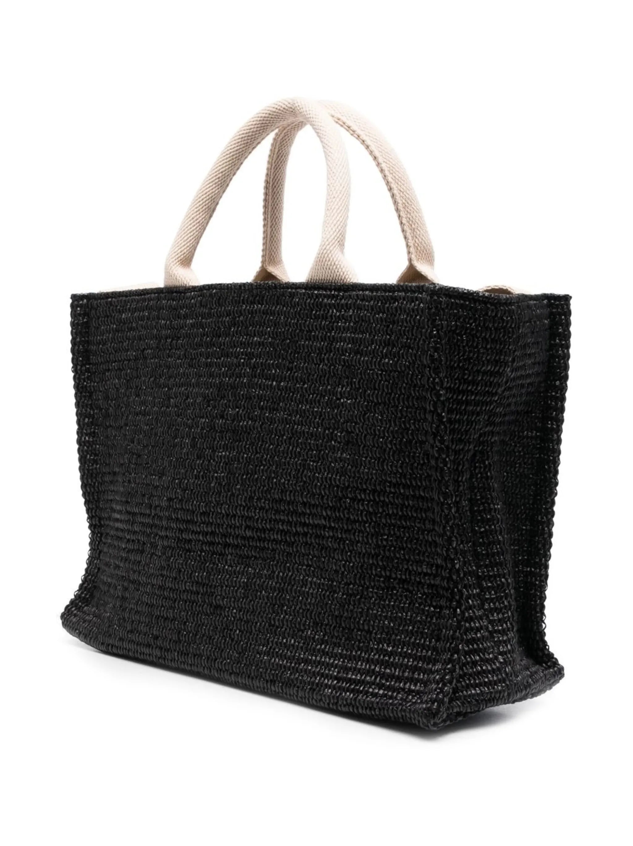 logo raffia-effect tote bag