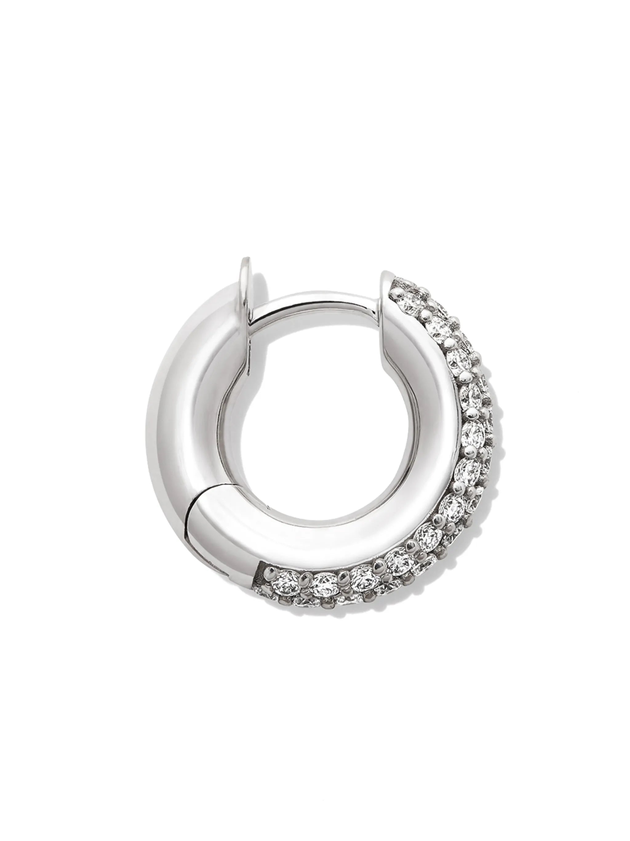 18kt yellow gold pavé set huggie hoop earring