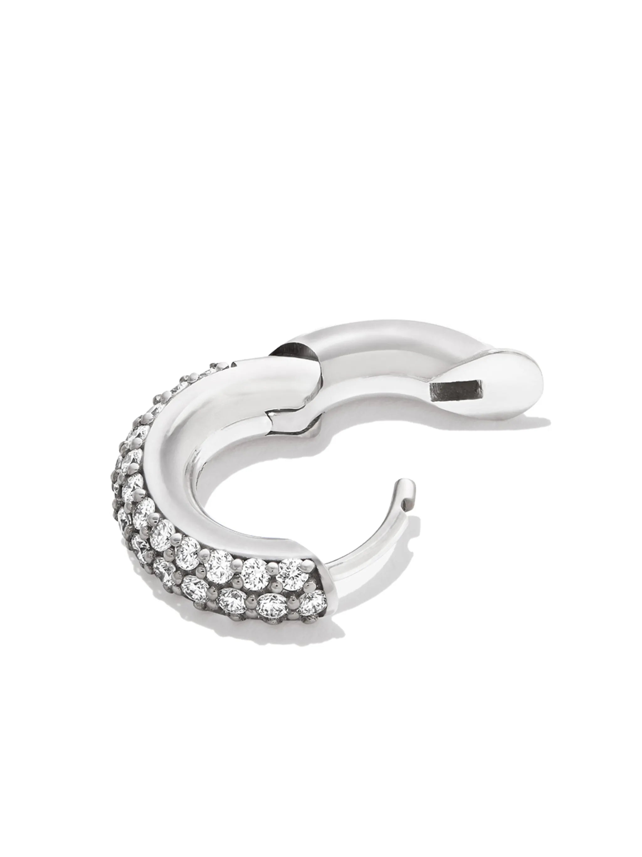 18kt yellow gold pavé set huggie hoop earring