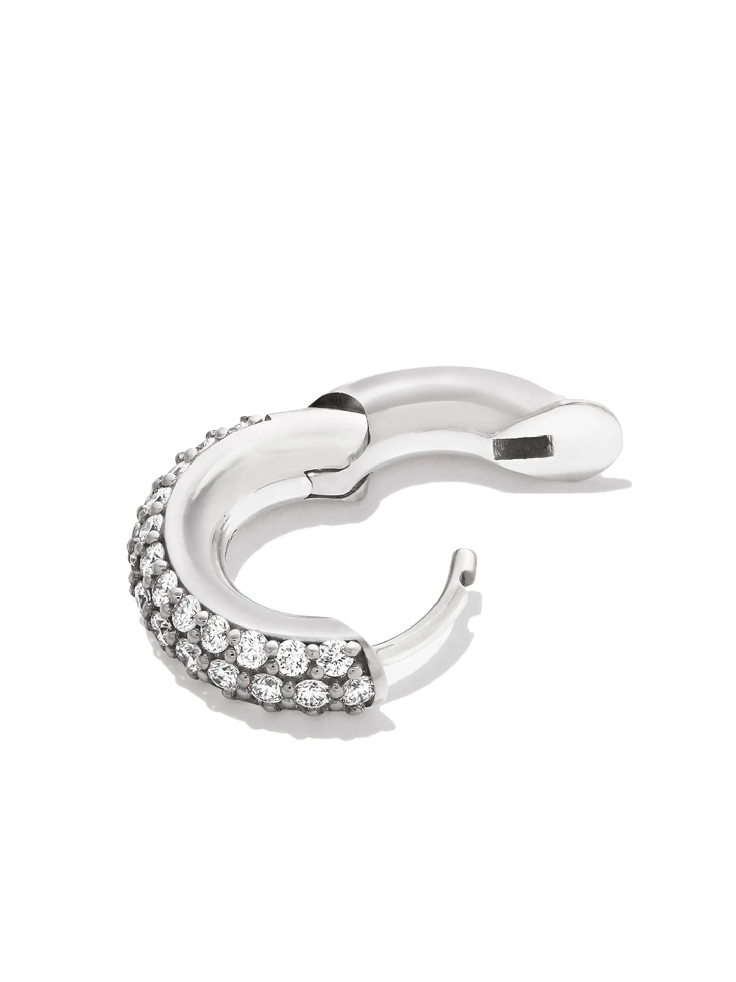 18kt yellow gold pavé set huggie hoop earring