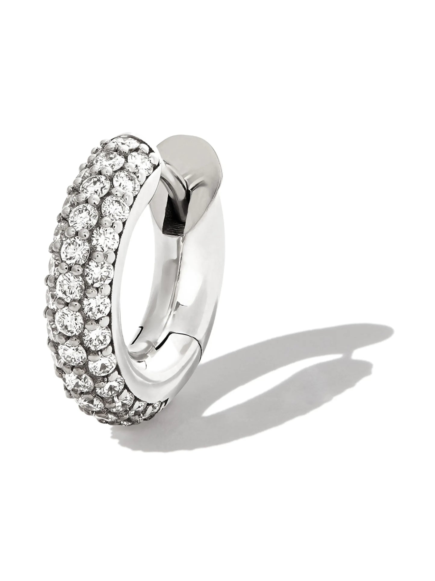 18kt yellow gold pavé set huggie hoop earring