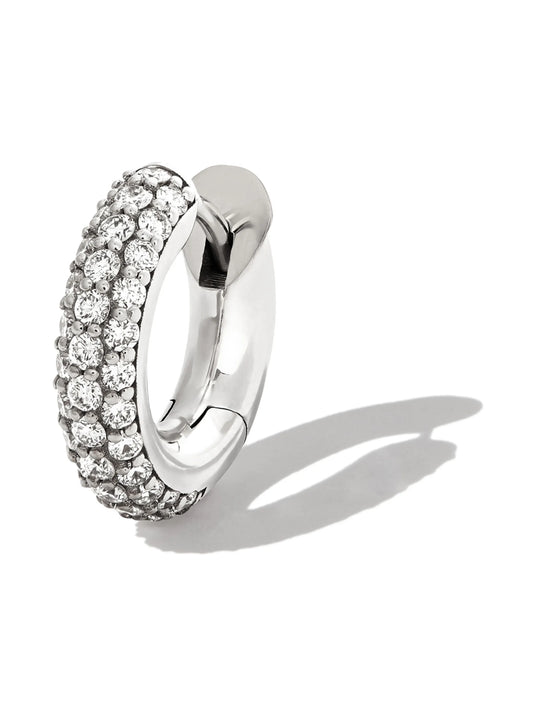 18kt yellow gold pavé set huggie hoop earring