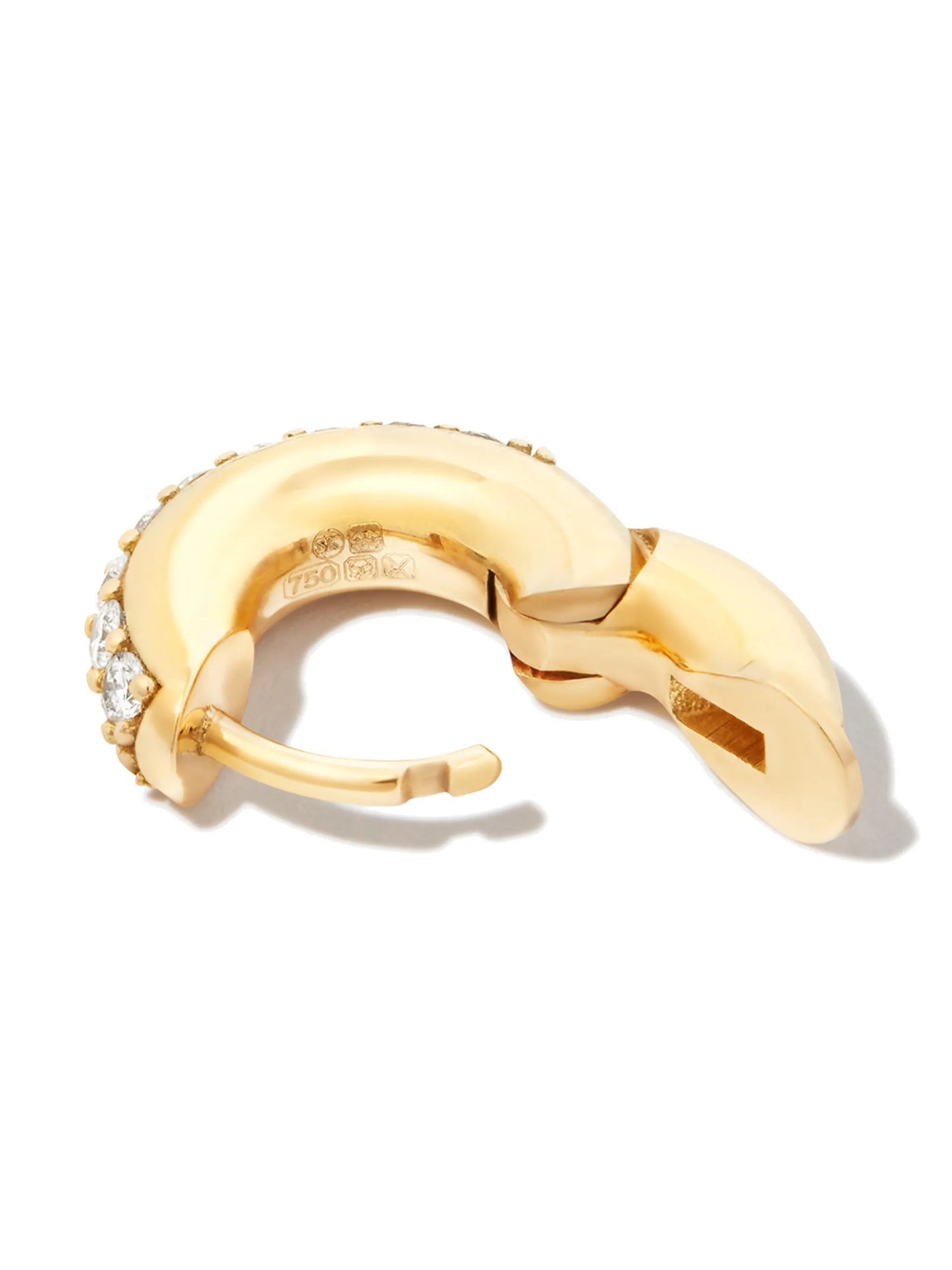 18kt yellow gold pavé set diamond huggie hoop earring