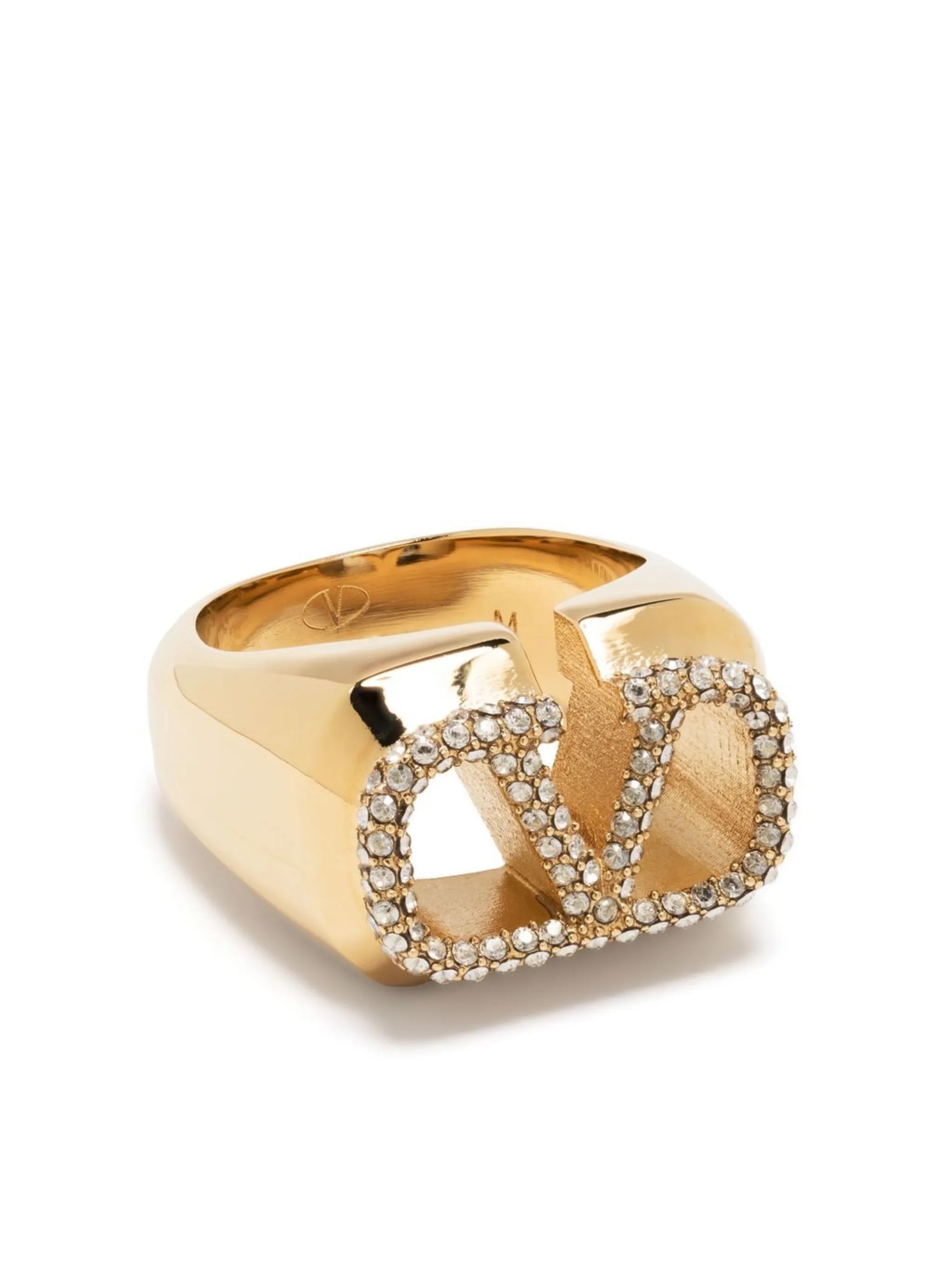 crystal-embellished VLogo ring