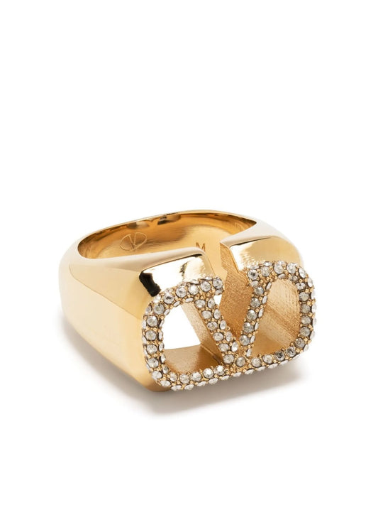 crystal-embellished VLogo ring