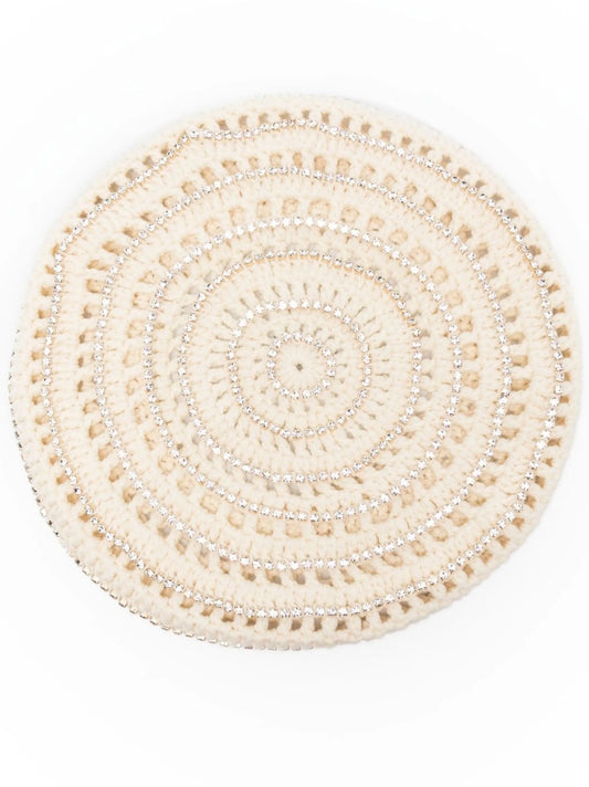 crystal-embellished knitted beret