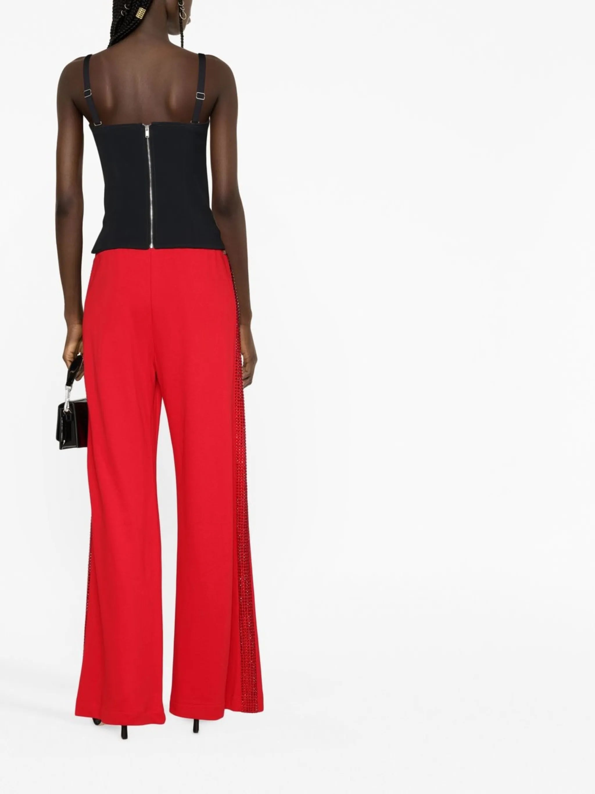crystal-embellished stripe trousers