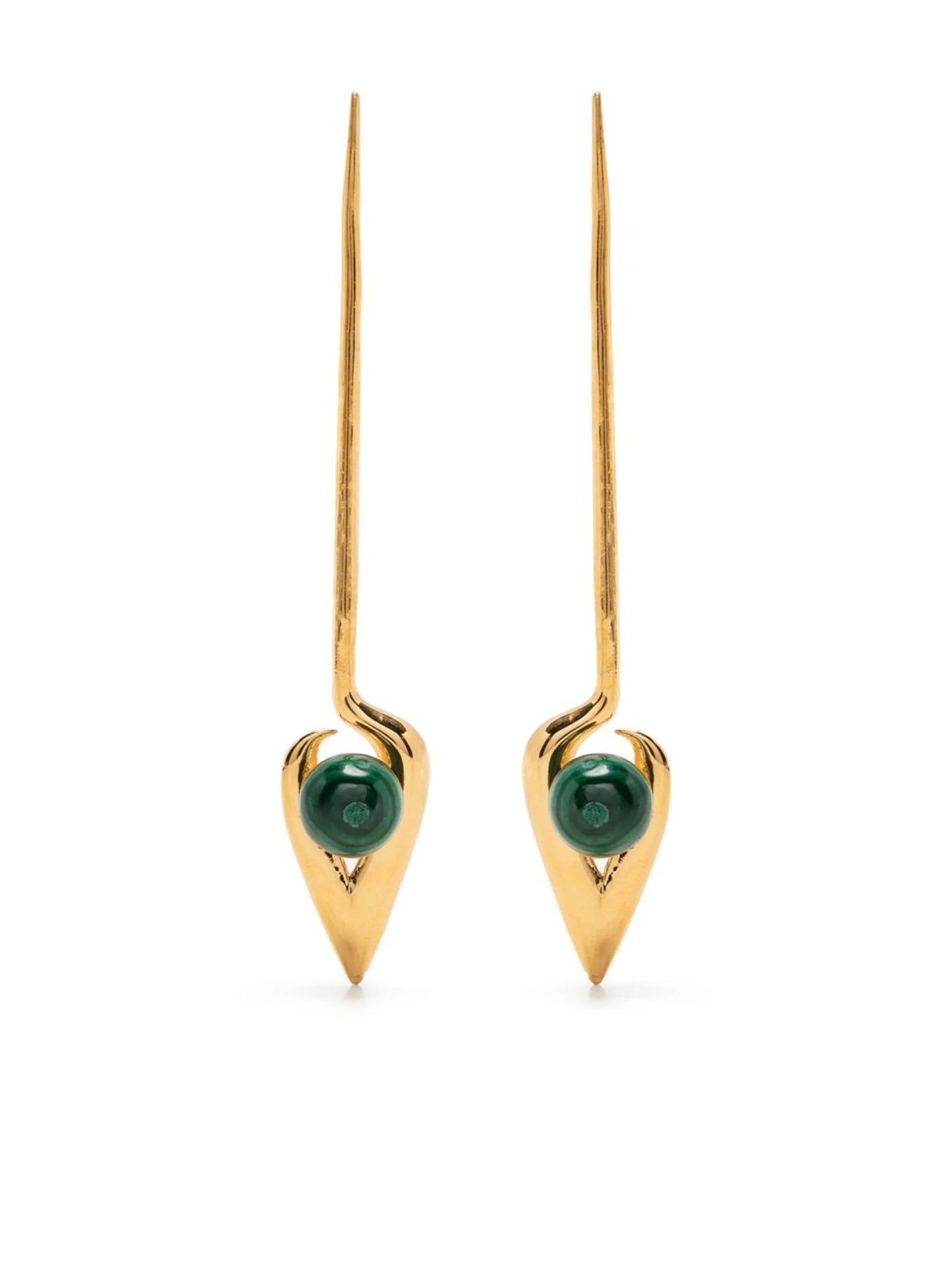 Iklwa Gold Vermeil Malachite Drop Earrings