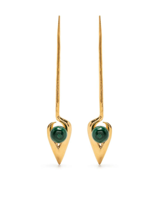 Iklwa Gold Vermeil Malachite Drop Earrings