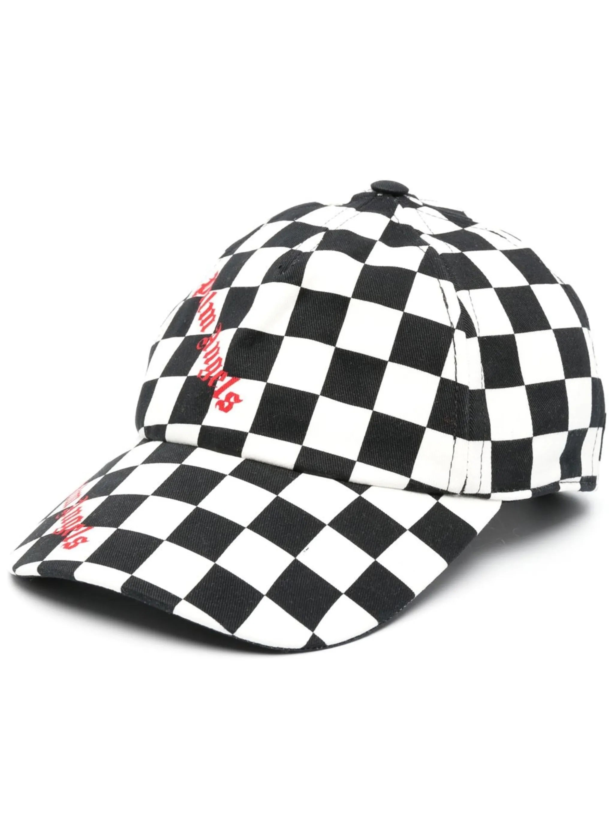 Damier checked logo-print cap