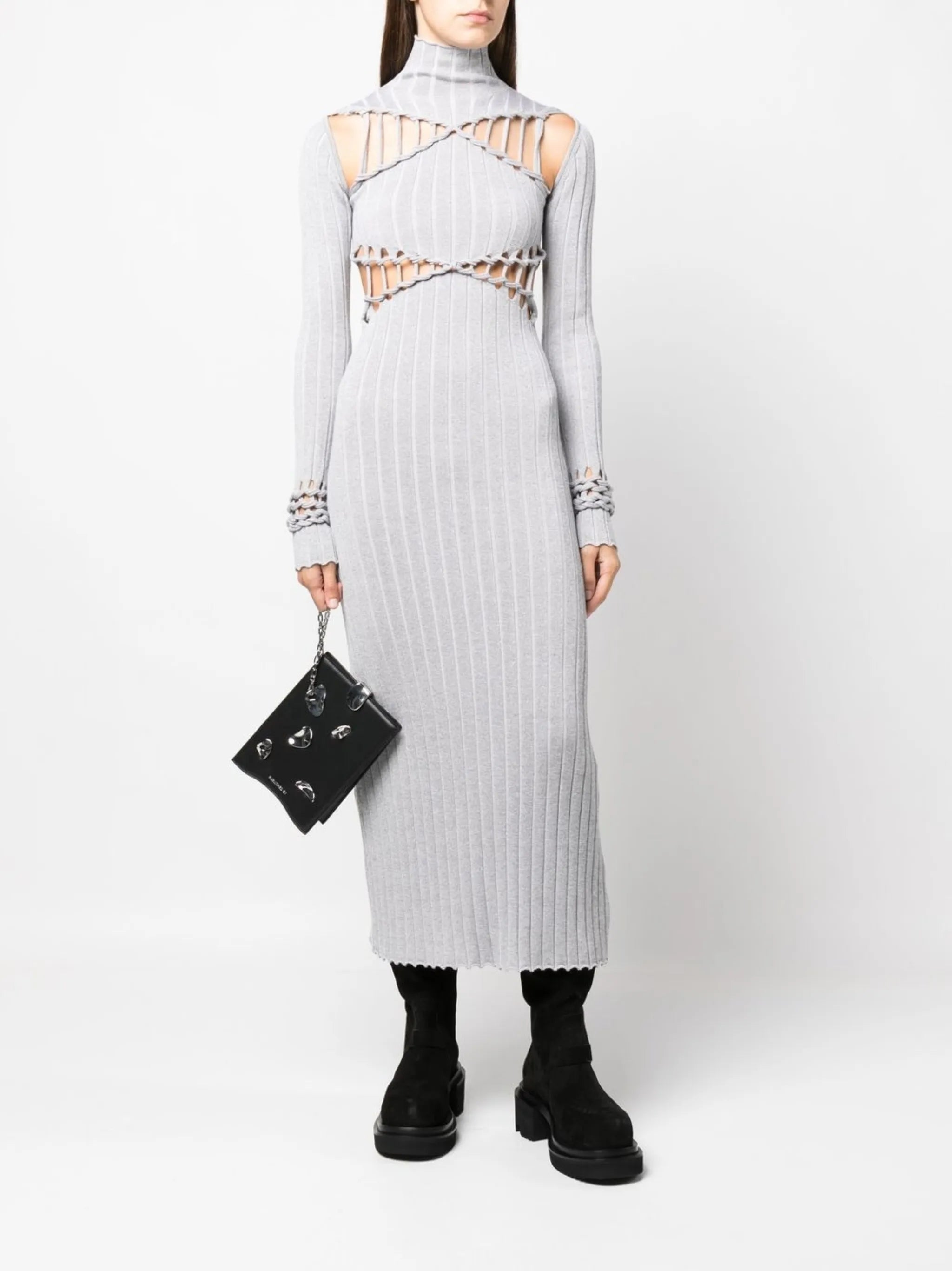 cut-out ribbed dress