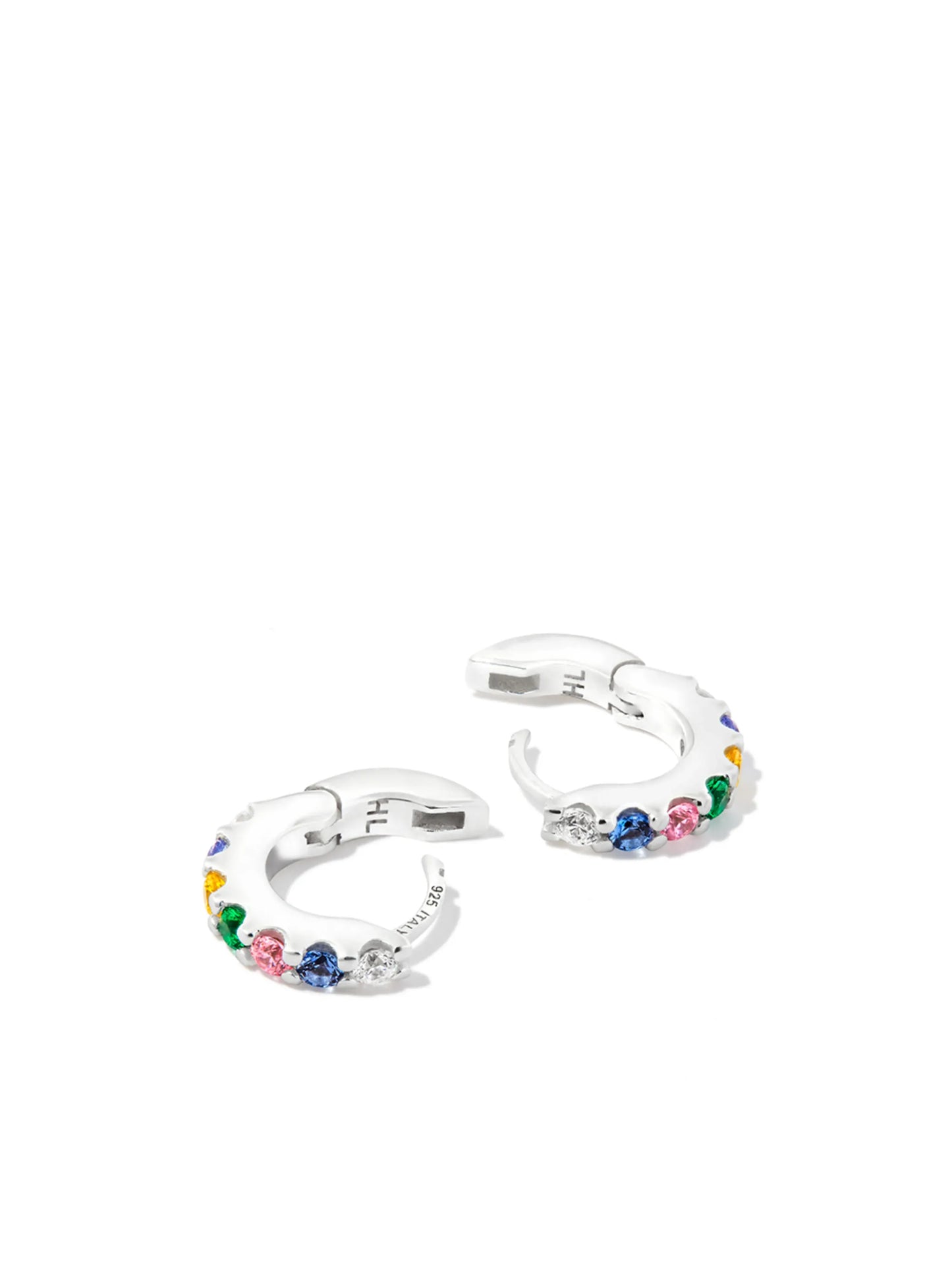 silver multi-stone hoop earrings