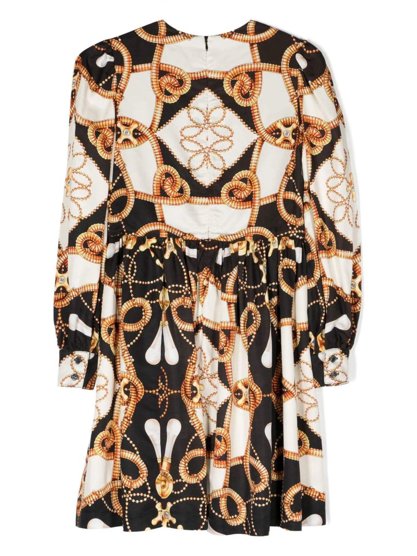baroque-print long-sleeve dress