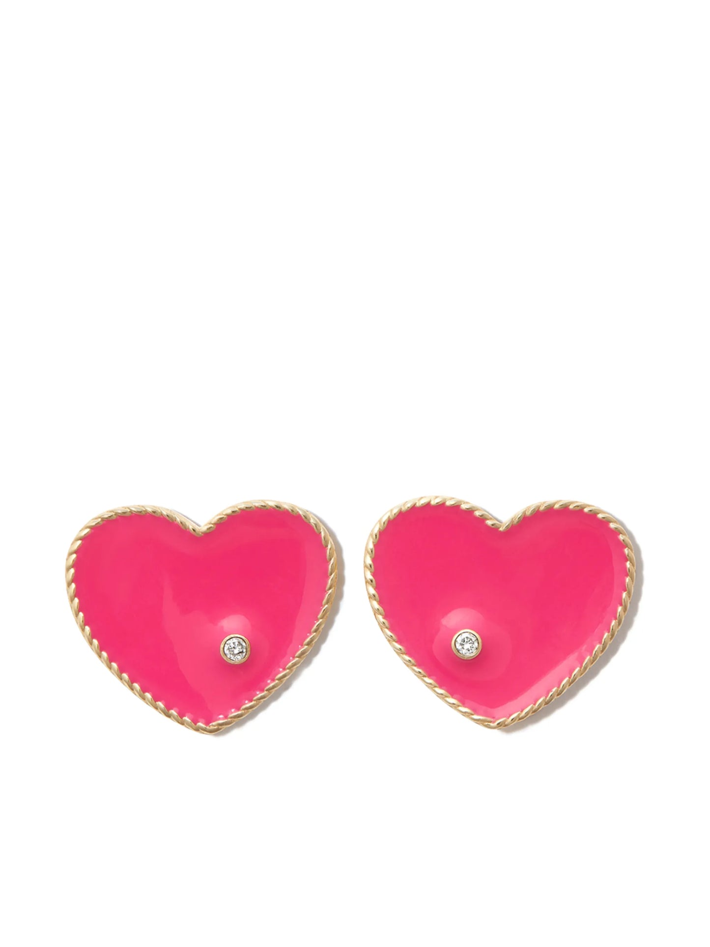 9kt yellow gold enamel and diamond earrings