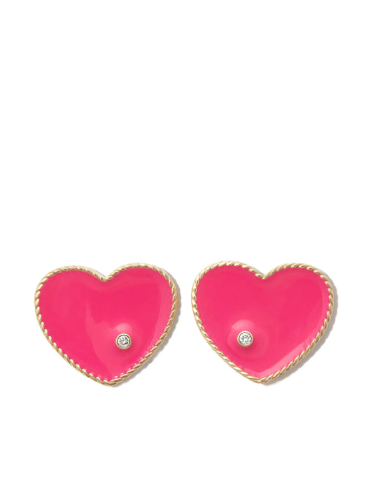 9kt yellow gold enamel and diamond earrings