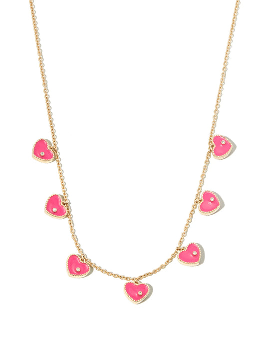 9kt yellow gold enamel and diamond necklace