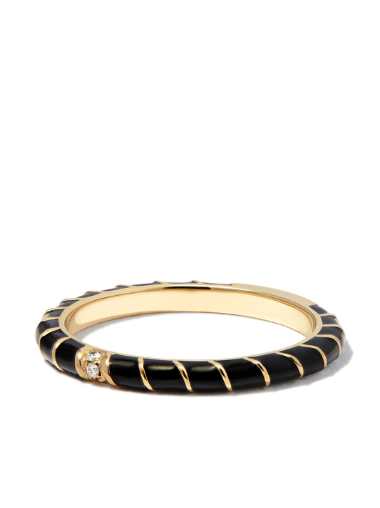 9kt yellow gold diamond enamel ring