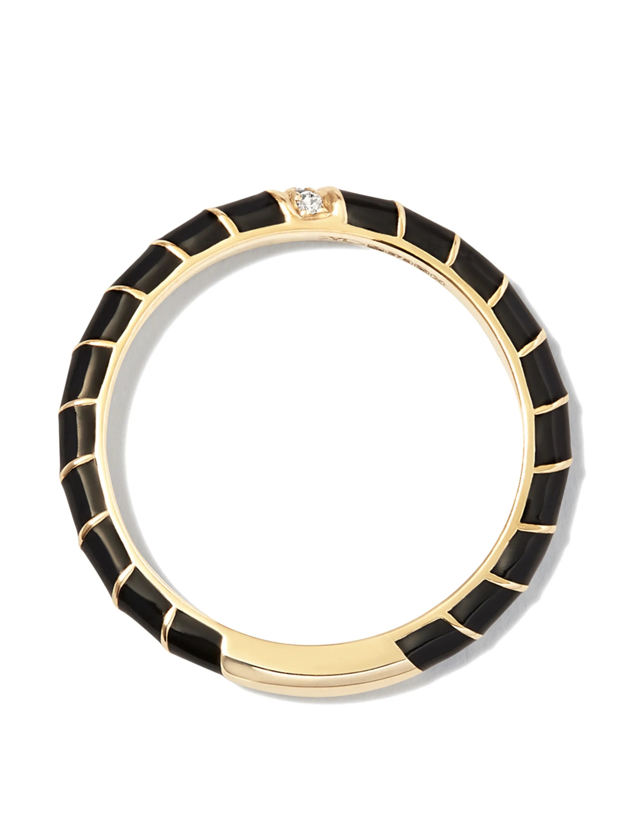 9kt yellow gold diamond enamel ring