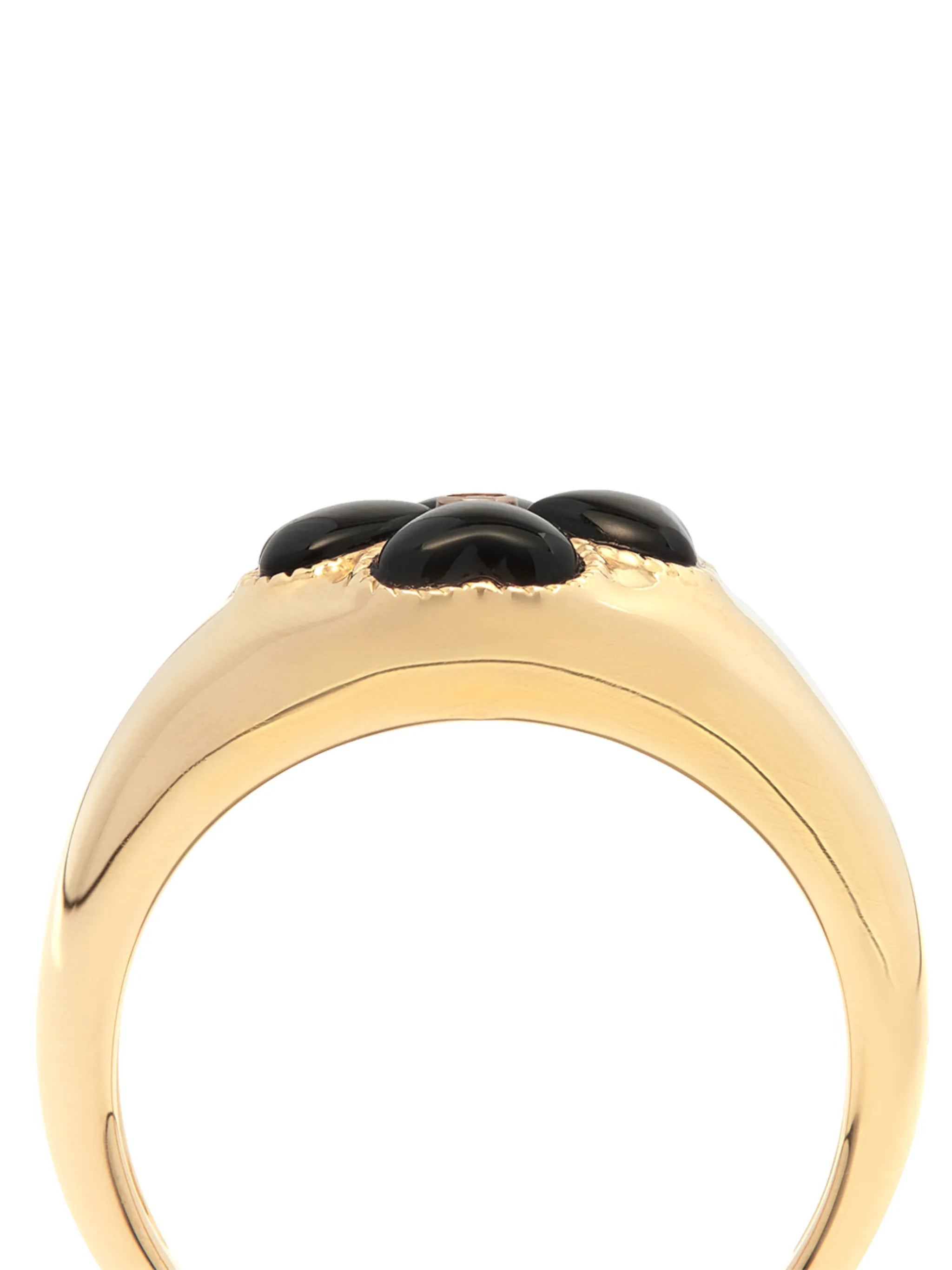 9kt yellow gold floral black onyx and diamond signet ring