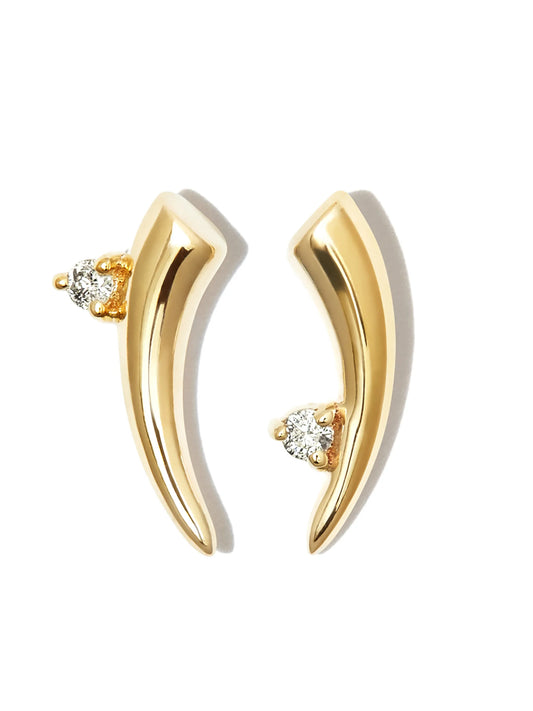 14K yellow gold thorn diamond stud earrings