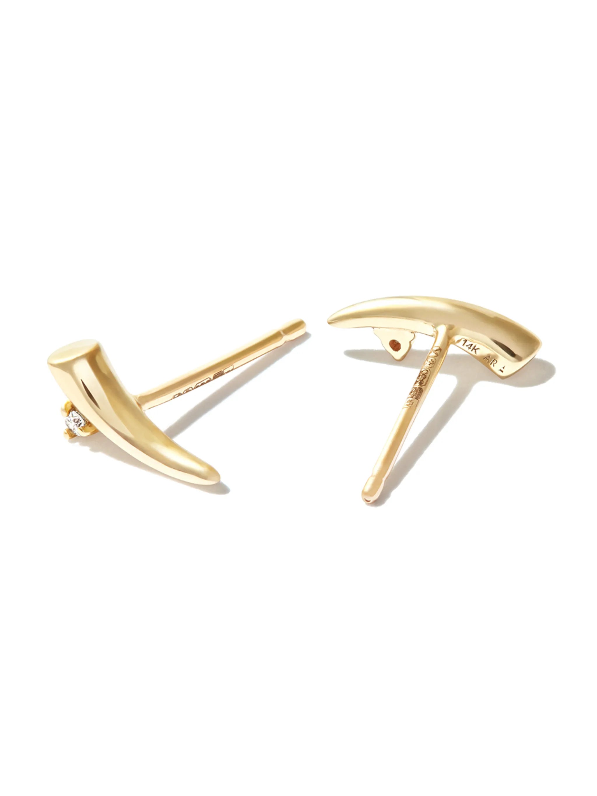 14kt yellow gold thorn diamond stud earrings