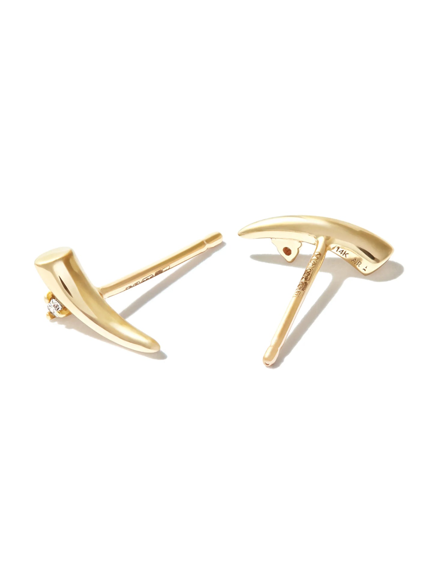 14K yellow gold thorn diamond stud earrings