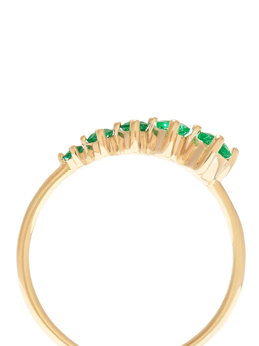 14kt yellow gold graduated emerald ring