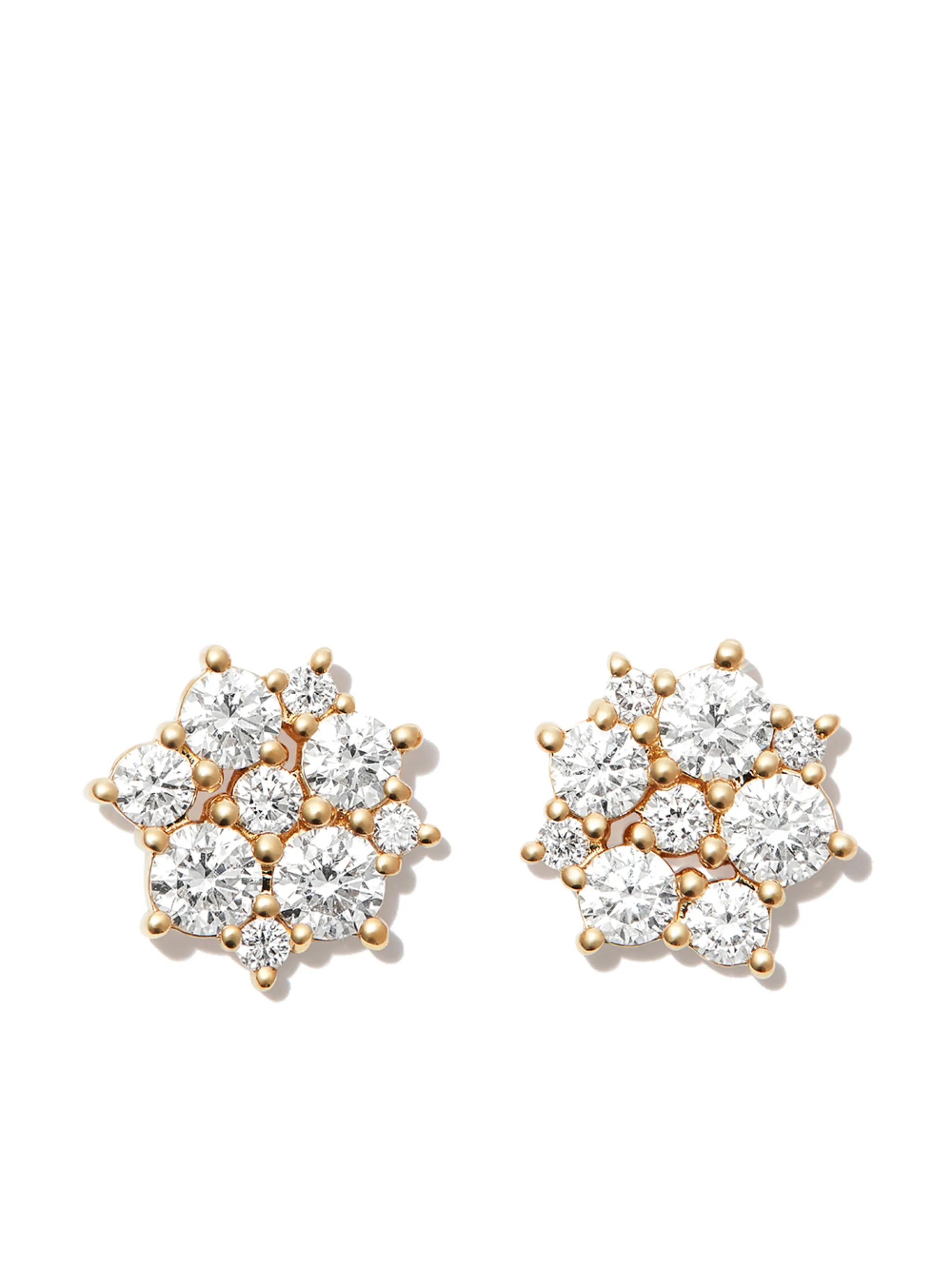 14kt yellow gold Cocktail Disc diamond stud earrings