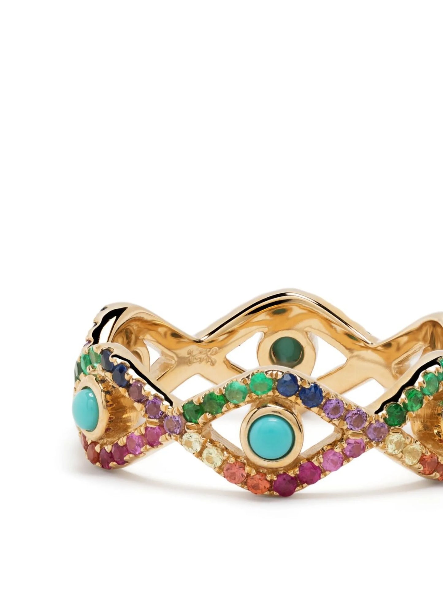 14kt yellow gold Rainbow Evil Eye Eternity multi-stone ring