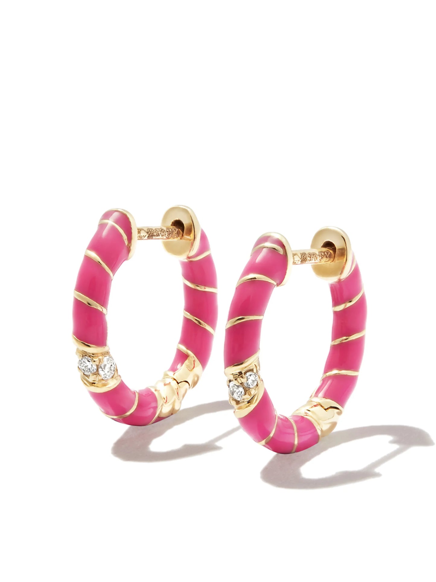 9kt yellow gold Twist enamel hoop earrings