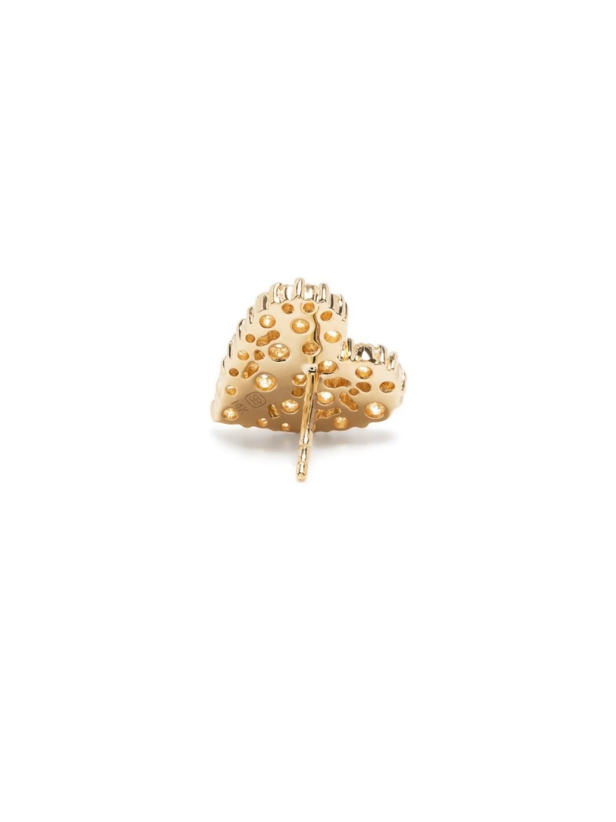 14kt yellow Cocktail Heart diamond earring